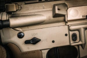 Close-up of firearm safety mechanism